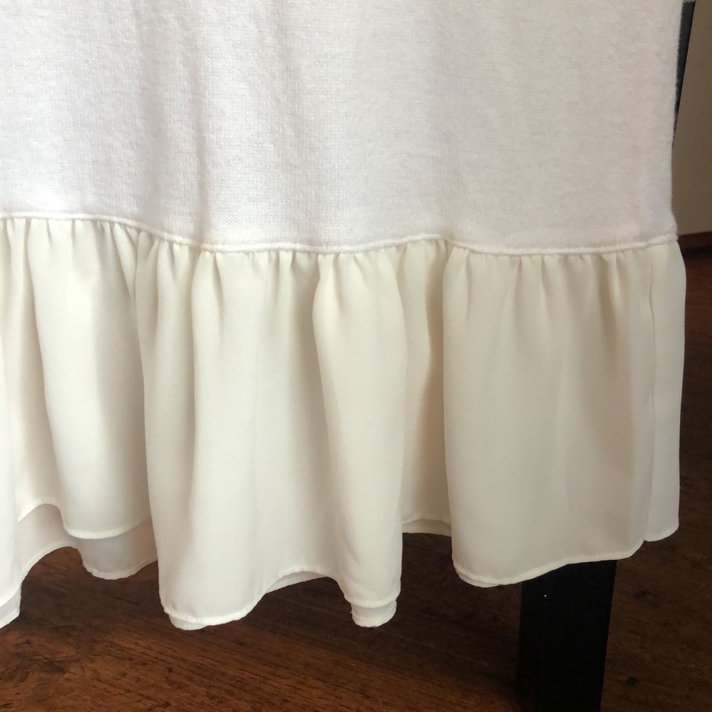 LOFT White Blouse with Ruffle - Picture 3 of 4